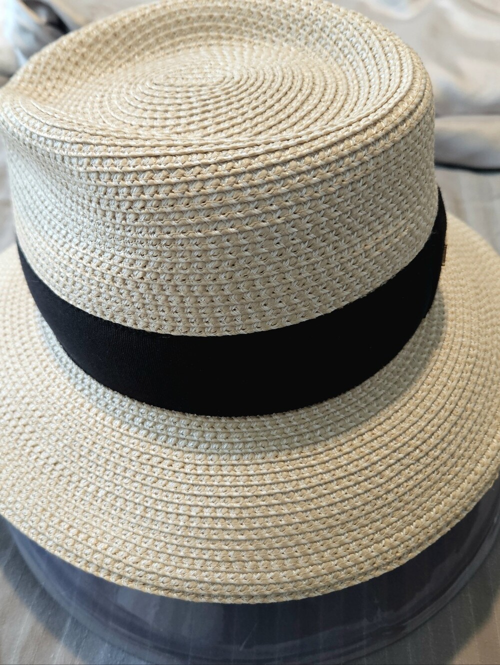 Eric Javits Cream Straw Trilby with Black Band Never Worn - Picture 5 of 7